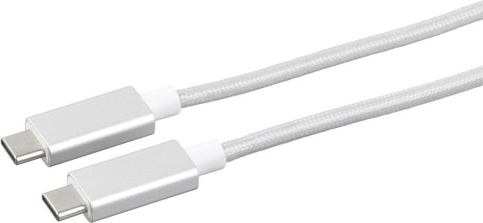 eSTUFF USB-C - C Cable 1m Silver Soft braided nylon, ES84051-1M-SILVER - EET