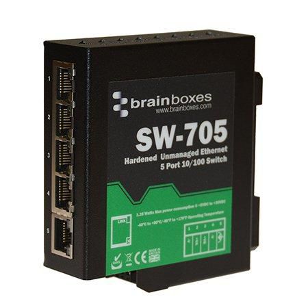 Brainboxes 5 Port Unmanaged Ethernet Switch Wall Mountable 