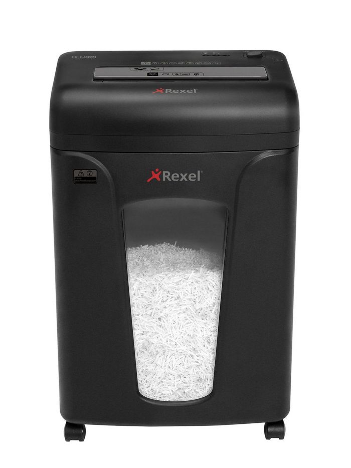 Шредер rexel rem820, 1-2чел, 5ур.секр.2x 15мм 8лист 20л, скоб,скреп,карт,CD, 2104010 (5028252388870)