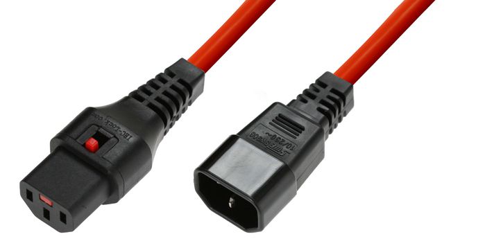 Kabel IEC C13 weiblich,IEC C14 männlich mit Sperre 3m  rot IEC-PC1387 Computerve 