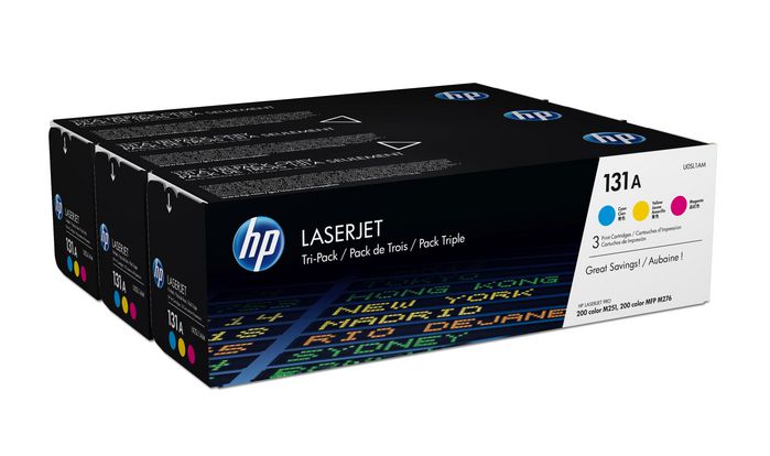 HP 131A 3-pack Cyan/Magenta/Yellow Original LaserJet Toner Cartridges,  U0SL1AM - EET