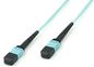 MicroConnect Optical Fibre Cable, MTP Female - MTP Female, Multimode, Polarity B, Polishing : APC, OM3 (Aqua Blue), 2m