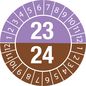 Brady Tamper-evident Inspection Date Labels  Year 23/24 White on Purple, Brown dia. 30 mm