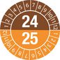 Brady Tamper-evident Inspection Date Labels  Year 24/25 White on Brown, Orange dia. 20 mm
