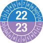 Brady Tamper-evident Inspection Date Labels  Year 22/23 White on Blue, Purple dia. 20 mm