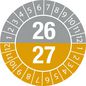 Brady Tamper-evident Inspection Date Labels  Year 26/27 White on Grey, Ochre dia. 30 mm